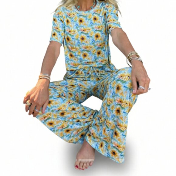 NWOT Jordann Jammies Sunflower Pajamas Lounge Set Size XL - Picture 2 of 10